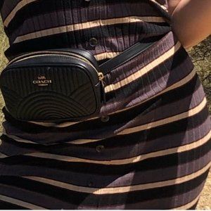 Coach black leather fanny pack